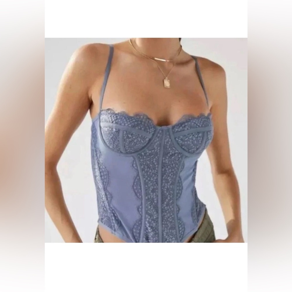 Urban Outfitters Out From Under Modern Love Blue Corset Top , Small - Picture 6 of 10